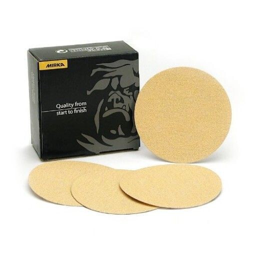MIRKA 23-379-400 – 6″ ABRASIVE DISCS, BULLDOG GOLD, 400 GRIT, ALUMINUM OXIDE, PS