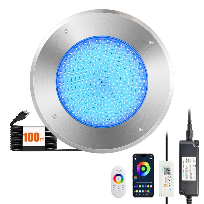 New 10 Inch SPA LED Swimming Pool RGB Light 54W 12V MULTICOLOR with 100FT Cord