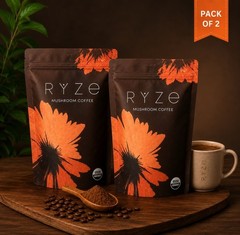 RYZE Mushroom Coffee Pack of 2 USDA Organic Gut Health Supplement 30 Servings