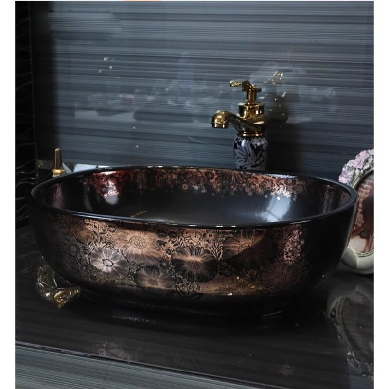 480mm Oval Ceramic Washbasin Cloakroom Porcelain Counter Top Vessel Sink JSN1963 gallery