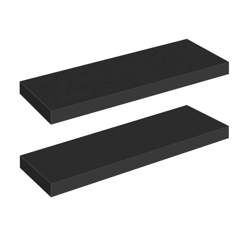2-Pack Floating Wall Shelves Black 24x8x1.5″ Invisible Brackets, Modern Storage