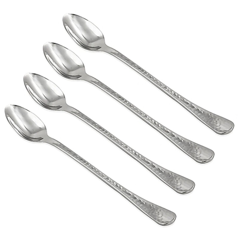 Ginkgo Lafayette Hammered Stainless Steel Iced Tea Spoons ~~ Set of 4
