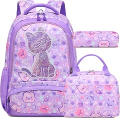 Girls’ Elementary School Backpack with Lunch Box – Back to School Bag Bookbag
