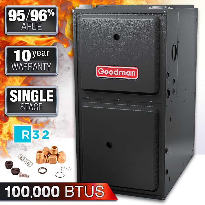 Goodman Gas Furnace 95-96% 100000 BTU NG/LP 1 Stage Multi-Position GR9S96/GD9S96