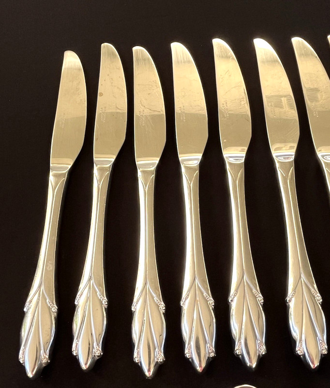 Vintage 31 Pcs MIKASA "Chapelle" Floral Handle Stainless Steel Flatware Japan gallery