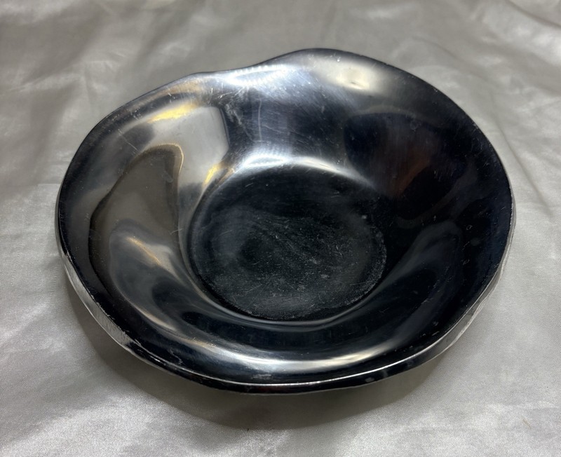 Metal Alloy Silver Asymmetrical Edges Serving Bowl 8 inch