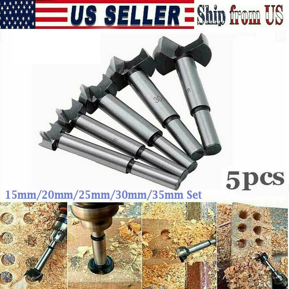 Drill Bit Set – Forstner 5 piece Professional Woodworking Drill Bit Set – New