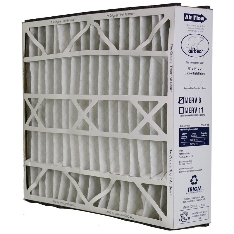 Trion Air Bear 255649-102 – Pleated Furnace Air Filter 20″x25″x5″ MERV 8