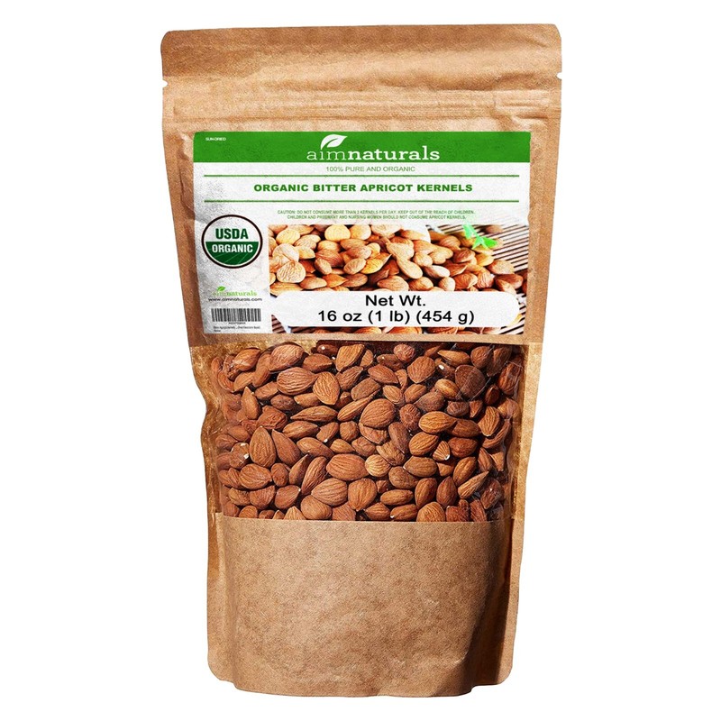 Bitter Apricot Kernels Organic Raw (1 LB) – 100% USDA Organic Certified – Turkey