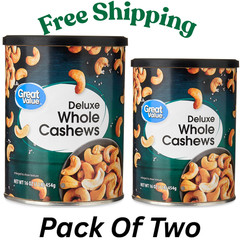( 2 PACK ) Great Value Deluxe Whole Cashews, Salted, 16 oz NEW