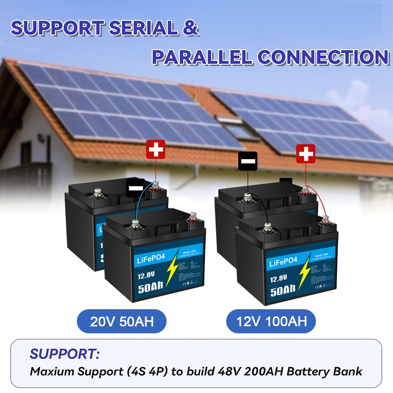 2 Pack KUNLUN Lithium Battery Lifepo4 12V 50Ah Solar Batteries for Deep Cycle RV gallery