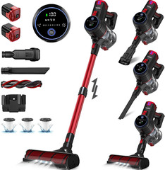 VYKLO 55Min Cordless Handheld Stick Vacuum Cleaner Floor Carpet Xtra Battery Red