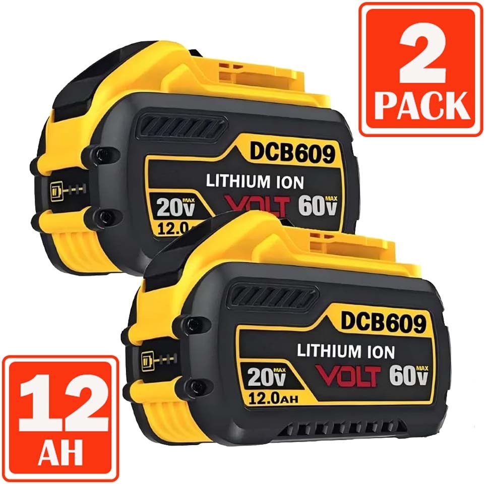 2 PCS 12.0AH 20V/60V MAX FLEXVOLT Lithium Battery For DEWALT DCB612 DCB609-2