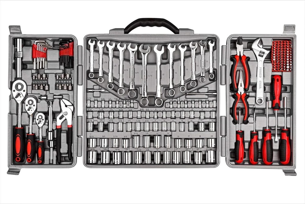 CARTMAN 205 Piece Ratchet Wrench and Socket Tool Set,1/4″ & 3/8″ & 1/2″