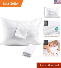Hotel-Grade 600TC Cotton Pillow Protectors, Machine Washable – 4 Pack in White