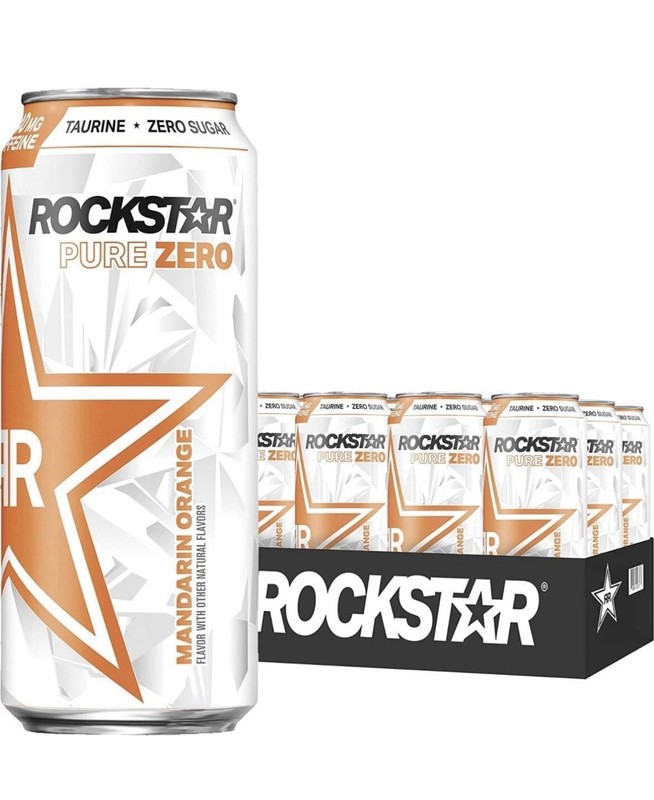Rockstar Pure Zero Energy Drink Mandarin Orange 16 Fl Oz Cans (12 Pack) FREE SHP