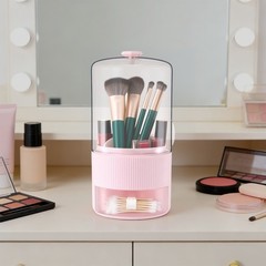 Pink Makeup Brush Storage 5.31*11.02in Organizer With Cover For Cosmetic Brushes