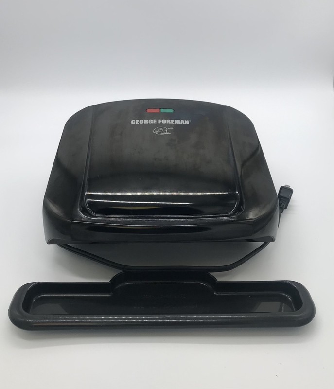 George Foreman 4 Serving Removable Plates Electric Grill Grease Tray Black 1150W