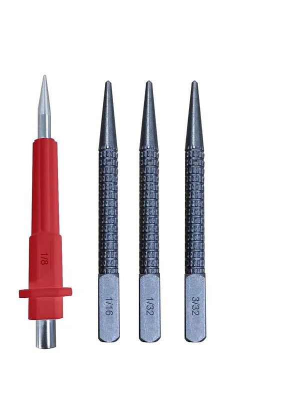 4 Piece Nail Setter & Center Punch Set 4" Wood Metal Super Impact Resistance USA gallery