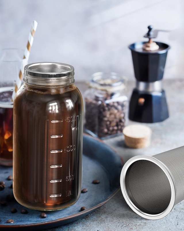Cold Brew Strainer for 64Oz Wide Mouth Mason Jars - 100-Micron Fine Mesh, Reusab gallery