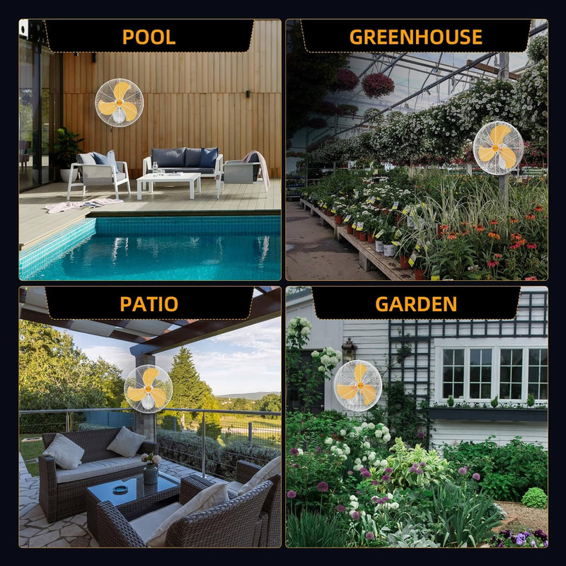 20" Waterproof Wall Fan - High Velocity 4750 CFM for Patio, Garage, Greenhouse gallery