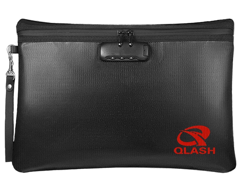 FireProof Document Bag with Lock, 14×10″ Large Money Pouch for Cash A4 Paper