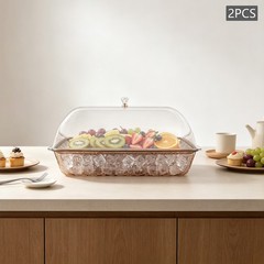 2Sets Three Detachable Layers Rectangle Chilled Serving Trays 16.34*10.04*8.66in