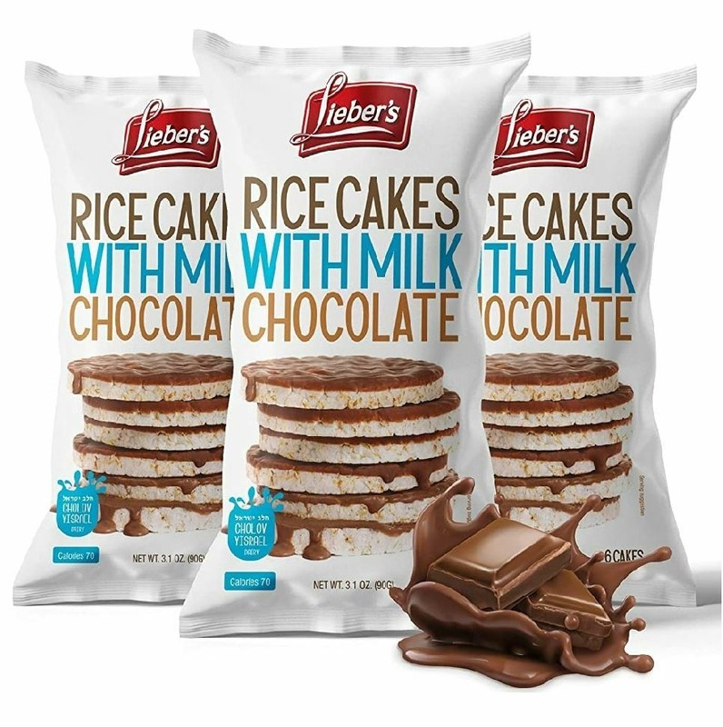 Milk Chocolate Covered Rice Cakes, Kosher, Fat& Gluten Free Snacks, (Pack of 3)