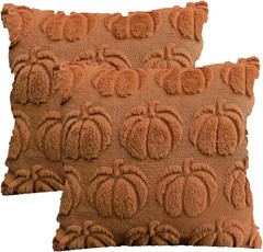 Fall Decorative Pillow Cover 18X18 Set of 2 Autumn Decor Rust Pumpkin Pillow Cas