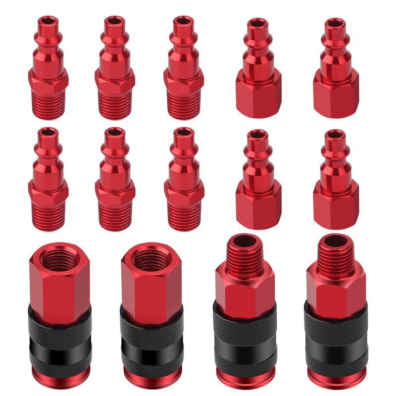 1/4" NPT Air Coupler and Plug Kit, Aluminum Quick Connect Air Fitting Connector