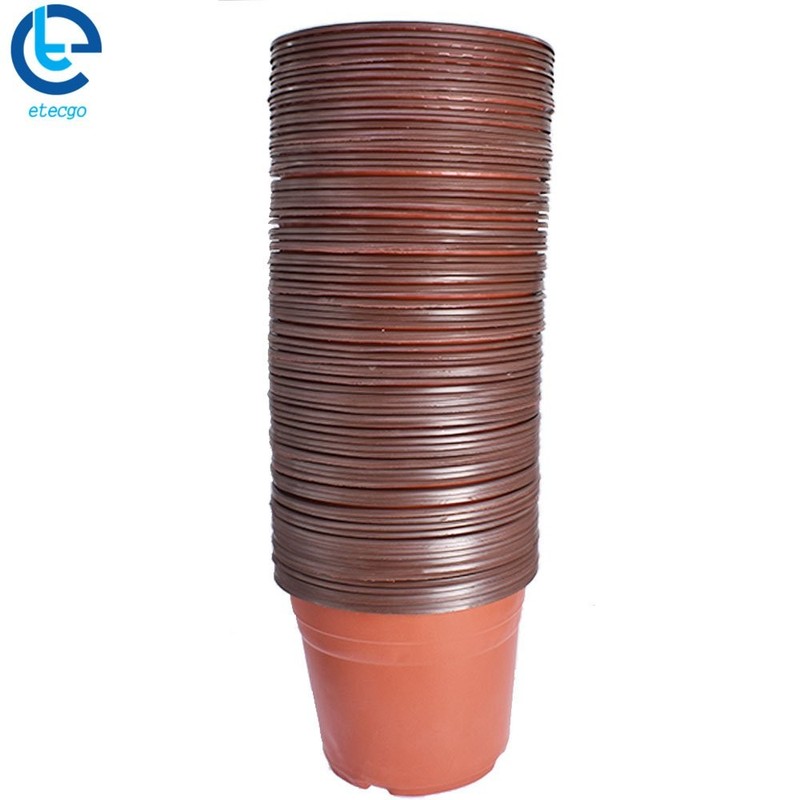 100 Pack Anti-Aging Plastic Round Plant Flower Pots For Seedling Cuttings