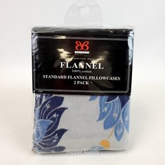 BIBB Pillowcases 2 Pack Grey Blue Yellow Multicolor Floral New