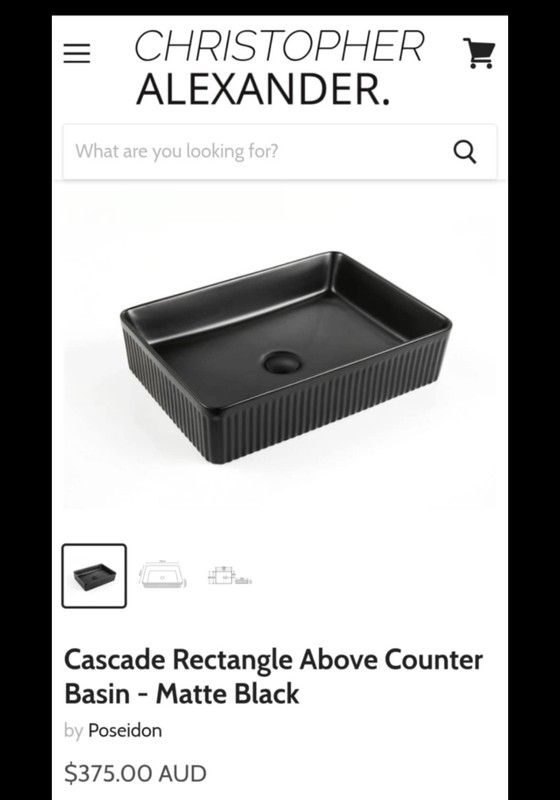 Poseidon cascade matter black sink basin