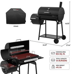Royal Gourmet Charcoal Grill with Offset Smoker & Heavy-duty BBQ Cover