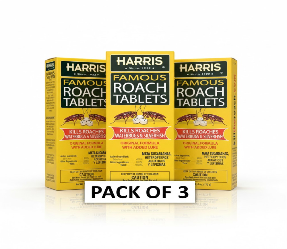 3 Pack Harris Roach Tablets, Boric Acid Roach and Insects Killer with Lure,
