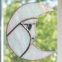 NEW Stained Glass Moon Sun-catcher, Window, Garden And Patio Decor