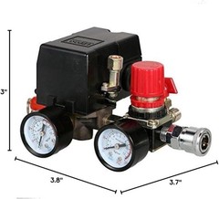 Adjustable Heavy Duty Air Compressor Pressure Regulator with Gauges 90-120 PSI