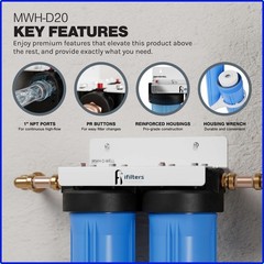 Whole House Filter System 2 Stage 20″ Sediment Chlorine Taste Odor VOCs 1″ Ports