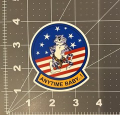 «Anytime Baby» F-14 Tomcat Sticker Sticker 3” Vinyl