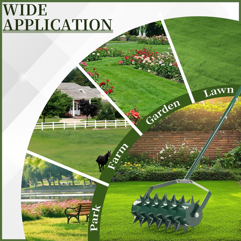 18in Lawn Aerator, Heavy Duty Rolling Aerator Lawn Tool, Manual Lawn Aerator gallery