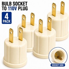 4 Pack E26 Light Socket to Plug Adapter 110V Outlet Converter Bulb Base US