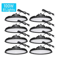 8 Pack 100W Led UFO High Bay Light Commercial Industrial Factory Warehouse Light
