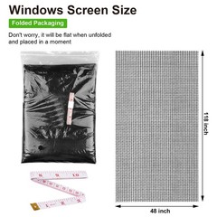 Window Screen Mesh 48×118 Pet Proof Durable Fiberglass Roll Black for Door
