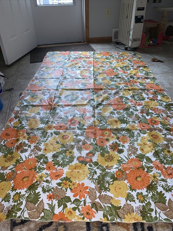 vintage retangle table cloth with flannel backing