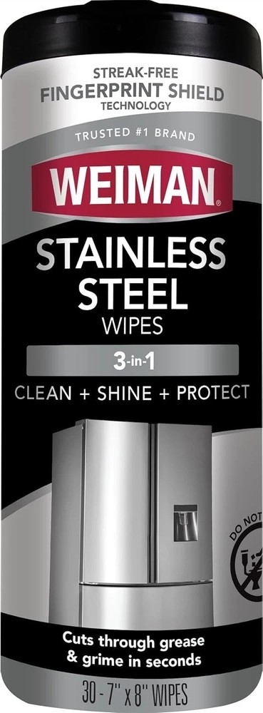 Stainless Steel Cleaner: 30 Count Cleaning Wipes, Removes Dirt, Grime, Grease
