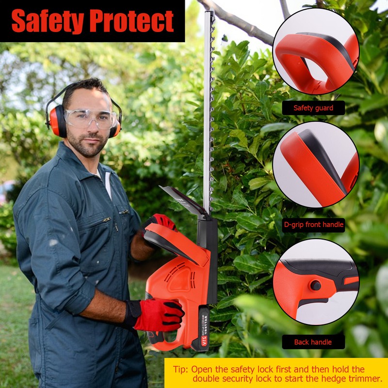 22Inch Cordless Hedge Trimmer Cordless Electric Hedge Trimmer w/2* 21V Battery gallery