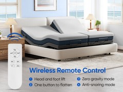 Upgraded Adjustable Bed FrameBase With Massage Backlit Remote Twin XL Split King