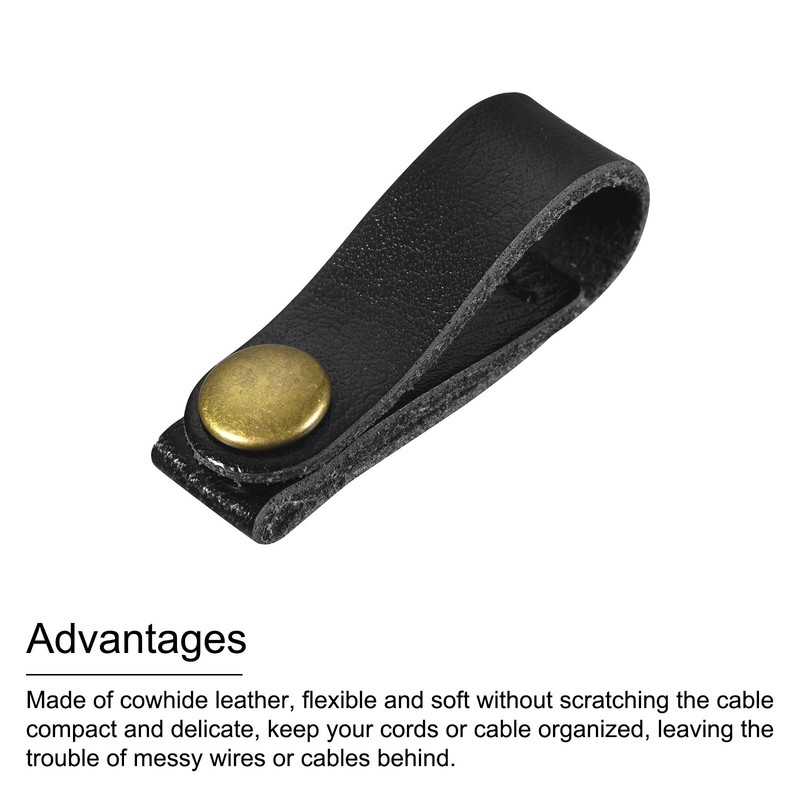 20Pcs Black/Light Brown Leather Cable Strap Cable Ties for Cord gallery