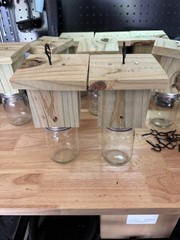 Handmade Set Of 2 Pine Carpenter Bee Traps w/ Jars and DClip Hook Free Shipping!