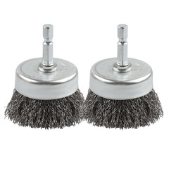 2 Pack Wire Brush Set for Drill, 1/4 Inch Hex Shank, 0.010 Inch Coarse Carbon S